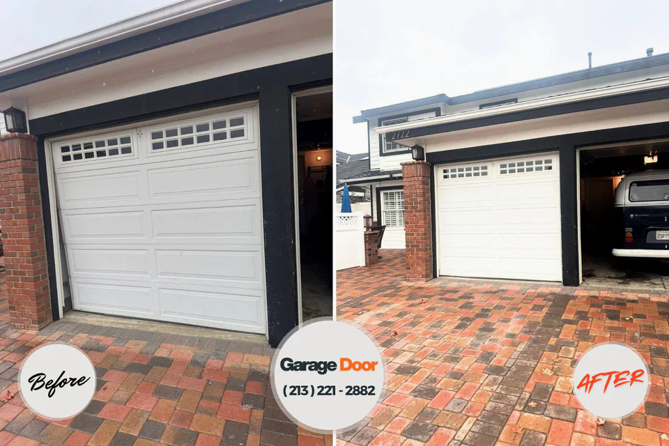 Before and after: garage door repair Emerald Isle, NC